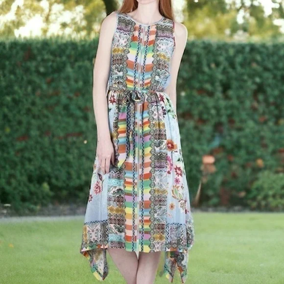 Johnny Was silk RAINBOW NAIA DRESS NWT - Picture 3 of 8